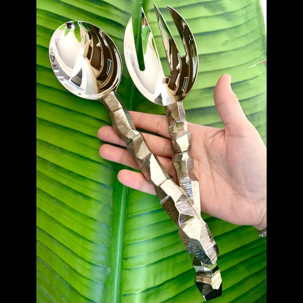 Michael Aram Silver Rock Serving set new in box